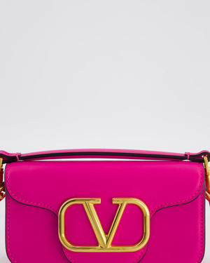 Valentino Small Locò Bag In Fuchsia Pink Calfskin Leather with Antique Gold Hardware