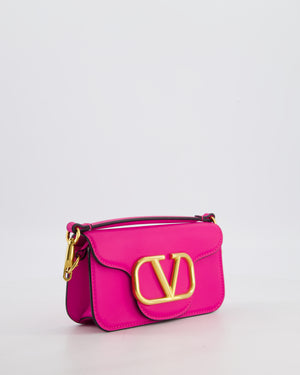 Valentino Small Locò Bag In Fuchsia Pink Calfskin Leather with Antique Gold Hardware