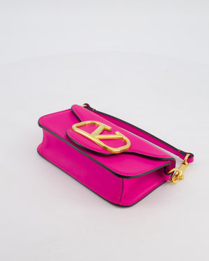 Valentino Small Locò Bag In Fuchsia Pink Calfskin Leather with Antique Gold Hardware