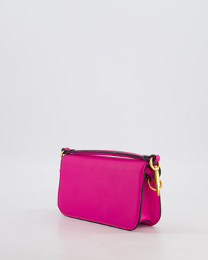 Valentino Small Locò Bag In Fuchsia Pink Calfskin Leather with Antique Gold Hardware