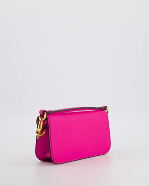 Valentino Small Locò Bag In Fuchsia Pink Calfskin Leather with Antique Gold Hardware