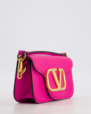 Valentino Small Locò Bag In Fuchsia Pink Calfskin Leather with Antique Gold Hardware