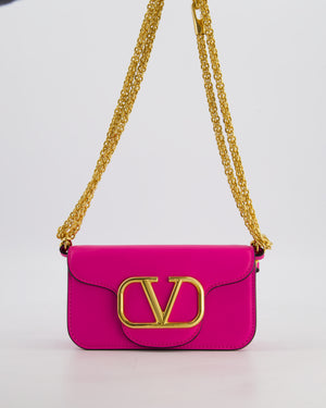 Valentino Small Locò Bag In Fuchsia Pink Calfskin Leather with Antique Gold Hardware