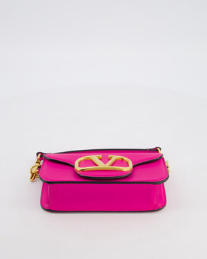 Valentino Small Locò Bag In Fuchsia Pink Calfskin Leather with Antique Gold Hardware