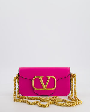 Valentino Small Locò Bag In Fuchsia Pink Calfskin Leather with Antique Gold Hardware