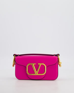 Valentino Small Locò Bag In Fuchsia Pink Calfskin Leather with Antique Gold Hardware