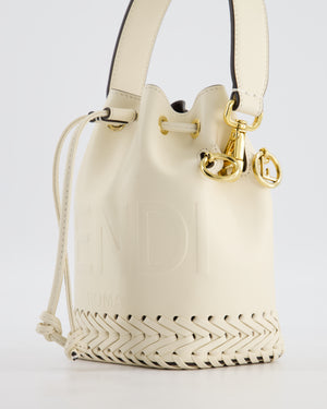 Fendi Cream Leather Mini Bucket Bag with Gold Hardware