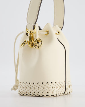 Fendi Cream Leather Mini Bucket Bag with Gold Hardware