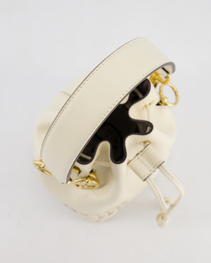 Fendi Cream Leather Mini Bucket Bag with Gold Hardware