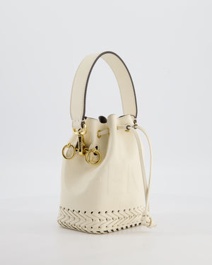 Fendi Cream Leather Mini Bucket Bag with Gold Hardware