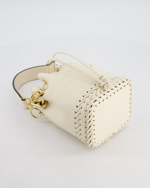 Fendi Cream Leather Mini Bucket Bag with Gold Hardware