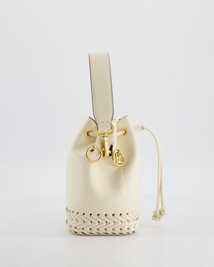 Fendi Cream Leather Mini Bucket Bag with Gold Hardware