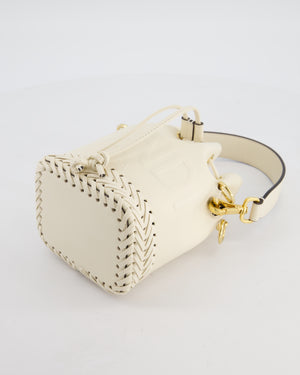 Fendi Cream Leather Mini Bucket Bag with Gold Hardware