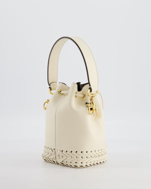 Fendi Cream Leather Mini Bucket Bag with Gold Hardware