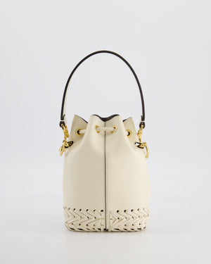 Fendi Cream Leather Mini Bucket Bag with Gold Hardware