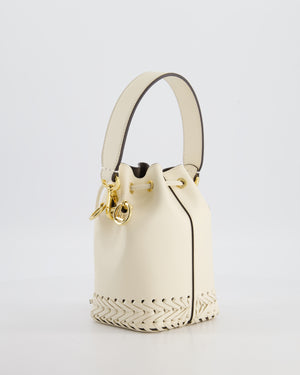 Fendi Cream Leather Mini Bucket Bag with Gold Hardware