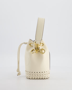 Fendi Cream Leather Mini Bucket Bag with Gold Hardware