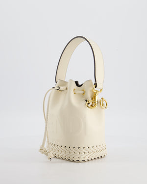 Fendi Cream Leather Mini Bucket Bag with Gold Hardware