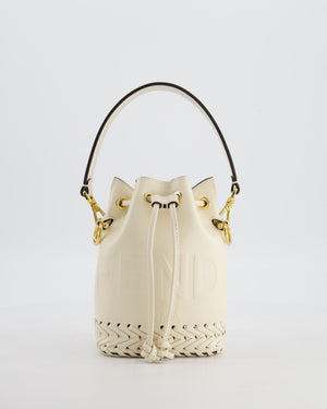 Fendi Cream Leather Mini Bucket Bag with Gold Hardware