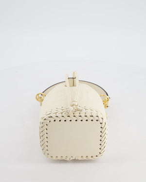 Fendi Cream Leather Mini Bucket Bag with Gold Hardware