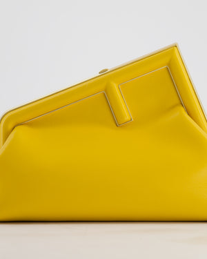 Fendi First Yellow Leather Bag with Cross Body Strap Gold Hardware