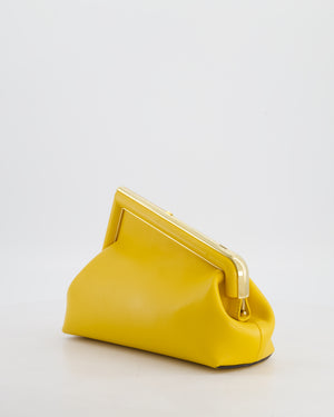 Fendi First Yellow Leather Bag with Cross Body Strap Gold Hardware
