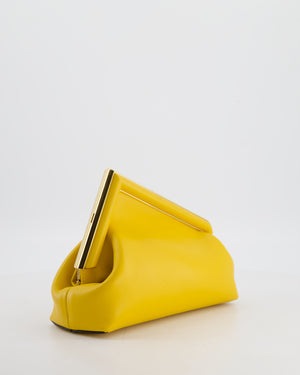 Fendi First Yellow Leather Bag with Cross Body Strap Gold Hardware