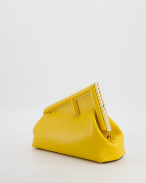 Fendi First Yellow Leather Bag with Cross Body Strap Gold Hardware