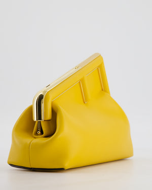 Fendi First Yellow Leather Bag with Cross Body Strap Gold Hardware
