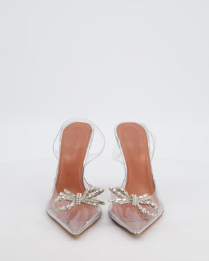 Amina Muaddi Rosie PVC Pumps Silver Crystal Bow Detail Size EU 38