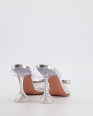 Amina Muaddi Rosie PVC Pumps Silver Crystal Bow Detail Size EU 38