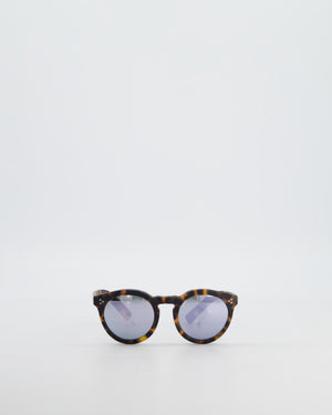 Illesteva Brown Tortoise Shell Leonardo Sunglasses with Reflective Lenses Detail
