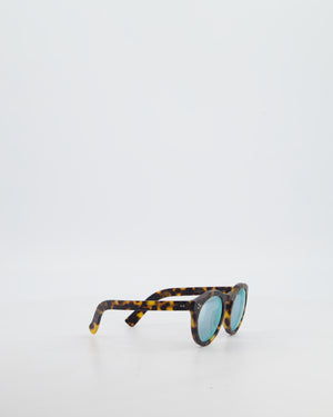 Illesteva Brown Tortoise Shell Leonardo Sunglasses with Reflective Lenses Detail