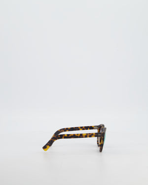 Illesteva Brown Tortoise Shell Leonardo Sunglasses with Reflective Lenses Detail