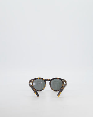Illesteva Brown Tortoise Shell Leonardo Sunglasses with Reflective Lenses Detail