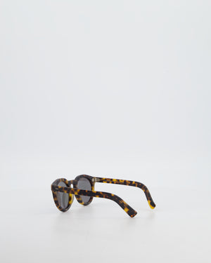 Illesteva Brown Tortoise Shell Leonardo Sunglasses with Reflective Lenses Detail
