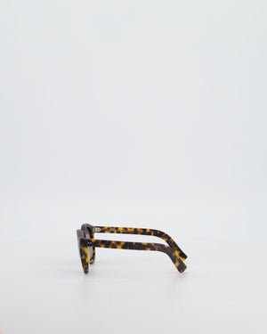 Illesteva Brown Tortoise Shell Leonardo Sunglasses with Reflective Lenses Detail