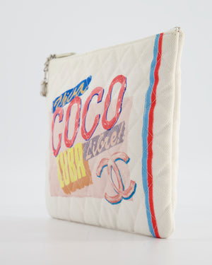 Chanel SS17 Coco Cuba White Pouch in Canvas with CC Logo