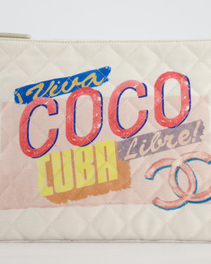 Chanel SS17 Coco Cuba White Pouch in Canvas with CC Logo