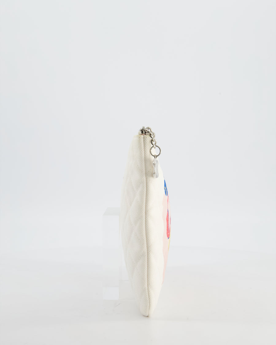 Chanel SS17 Coco Cuba White Pouch in Canvas with CC Logo