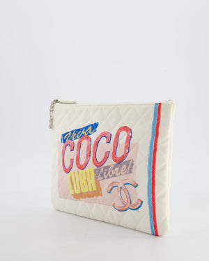 Chanel SS17 Coco Cuba White Pouch in Canvas with CC Logo
