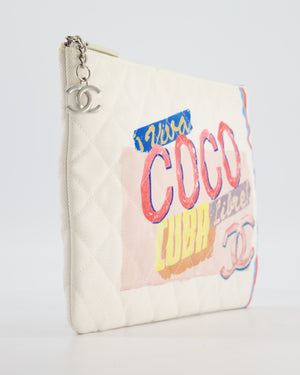 Chanel SS17 Coco Cuba White Pouch in Canvas with CC Logo
