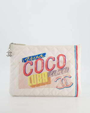 Chanel SS17 Coco Cuba White Pouch in Canvas with CC Logo