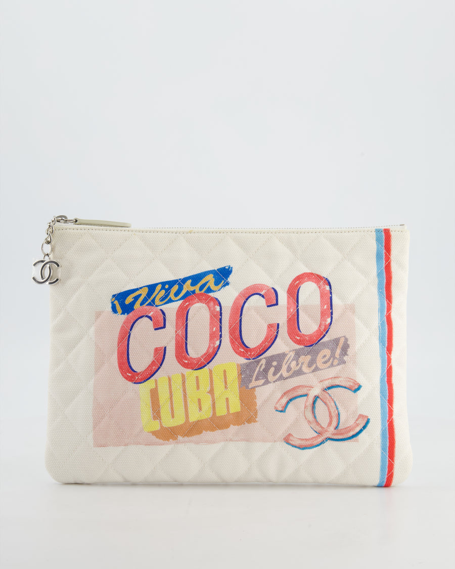Chanel SS17 Coco Cuba White Pouch in Canvas with CC Logo