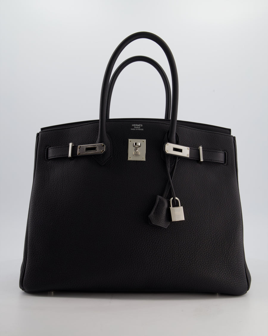 *RARE* Hermès Birkin 35 Retourne Bag in Noir Togo Leather with Palladium Hardware