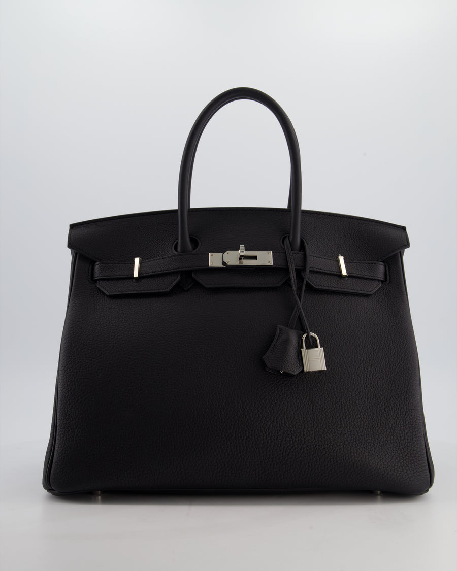 *RARE* Hermès Birkin 35 Retourne Bag in Noir Togo Leather with Palladium Hardware