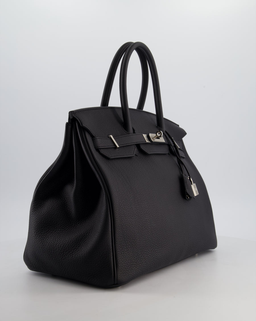 *RARE* Hermès Birkin 35 Retourne Bag in Noir Togo Leather with Palladium Hardware