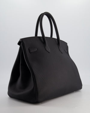 *RARE* Hermès Birkin 35 Retourne Bag in Noir Togo Leather with Palladium Hardware