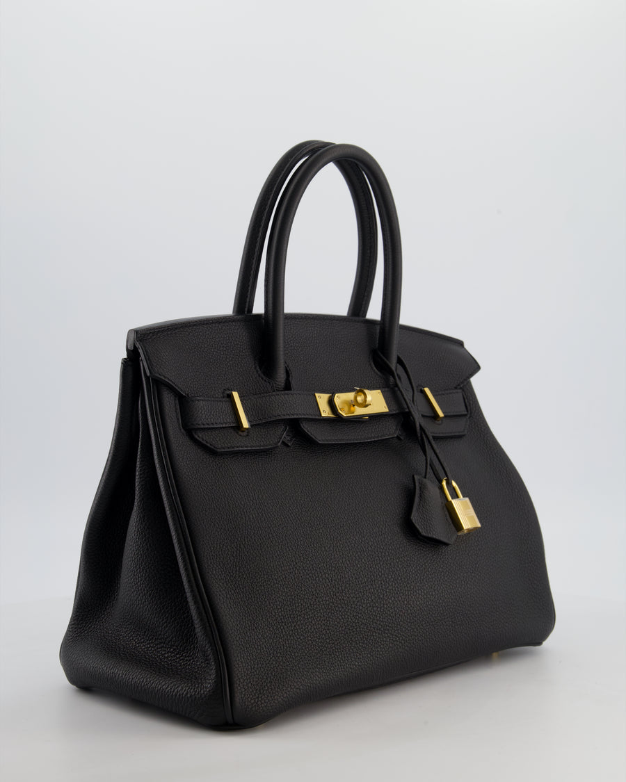Hermès Birkin 30 Retourne Bag in Noir Togo Leather with Gold Hardware