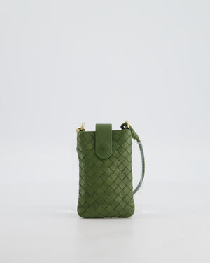 Bottega Veneta Mini Pouch in Khaki Intrecciato Leather with Gold Hardware
